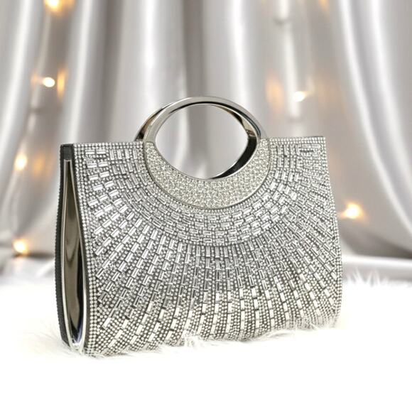 Glamorous Silver Black Crossbody Purse - Picture 5 of 5